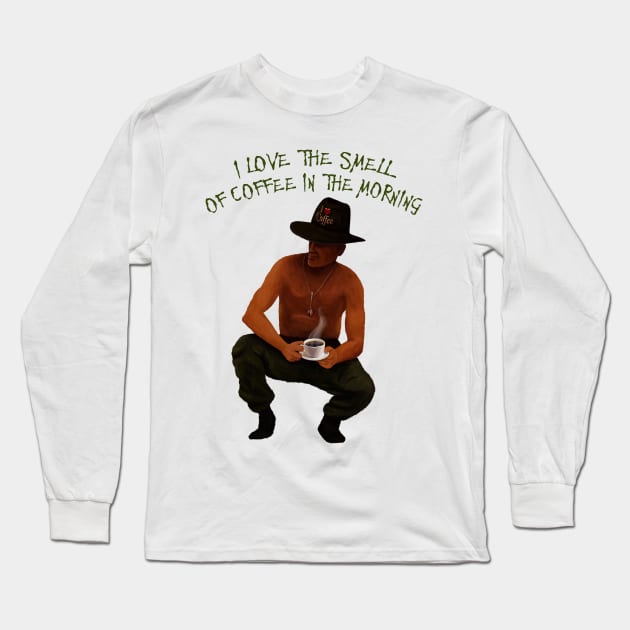 I love the smell of coffee in the Morning (dark text) Long Sleeve T-Shirt by forsureee